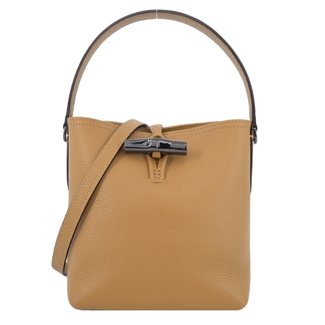 LONGCHAMP LE ROSEAU ESSENTIAL系列竹節兩用水桶包(迷你/小鹿棕)10159-968-026