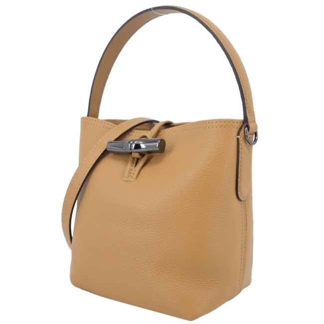 LONGCHAMP LE ROSEAU ESSENTIAL系列竹節兩用水桶包(迷你/小鹿棕)10159-968-026