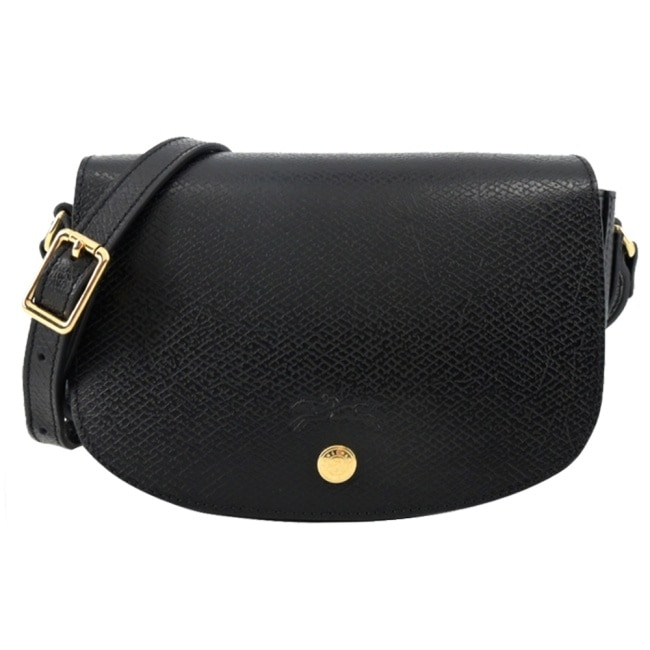 LONGCHAMP EPURE系列牛皮壓印半月型斜背包(小/黑)10253-HYZ-001