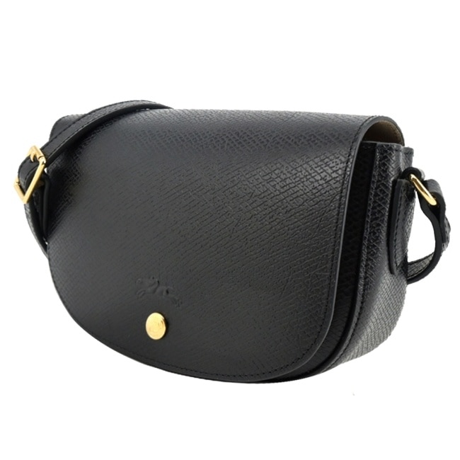 LONGCHAMP EPURE系列牛皮壓印半月型斜背包(小/黑)10253-HYZ-001