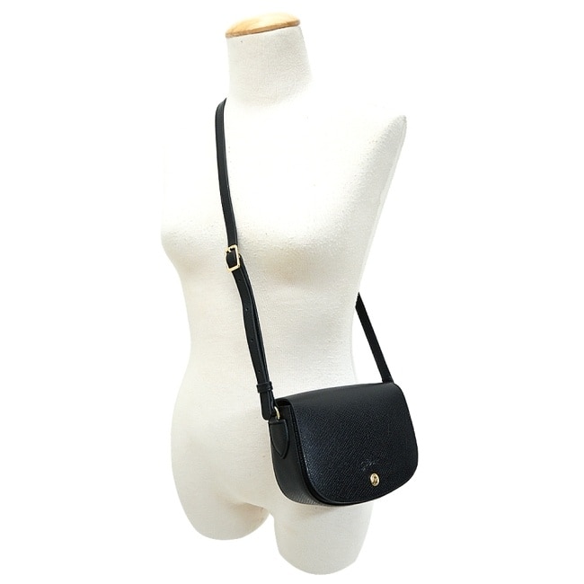 LONGCHAMP EPURE系列牛皮壓印半月型斜背包(小/黑)10253-HYZ-001