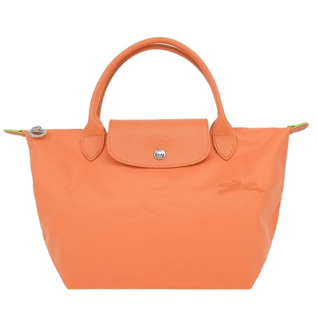 LONGCHAMP LE PLIAGE GREEN系列刺繡手提水餃包(小/橙)1621-919-P54