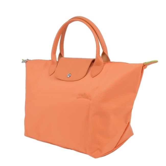 LONGCHAMP LE PLIAGE GREEN系列刺繡手提水餃包(中/橙)1623-919-P54