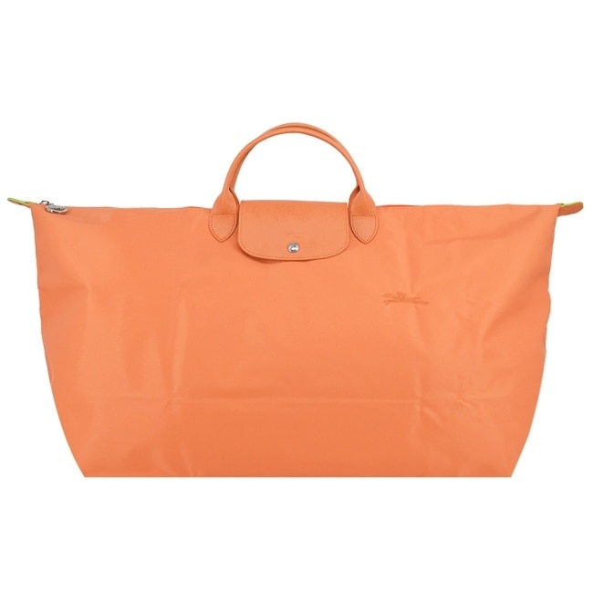 LONGCHAMP LE PLIAGE GREEN系列刺繡摺疊旅行袋(中/橙)1625-919-P54
