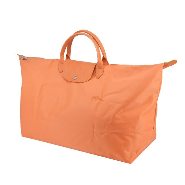 LONGCHAMP LE PLIAGE GREEN系列刺繡摺疊旅行袋(中/橙)1625-919-P54