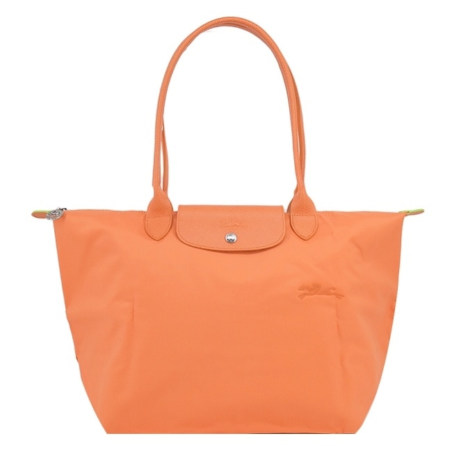 LONGCHAMP LE PLIAGE GREEN系列刺繡肩背水餃包(大/橙)1899-919-P54