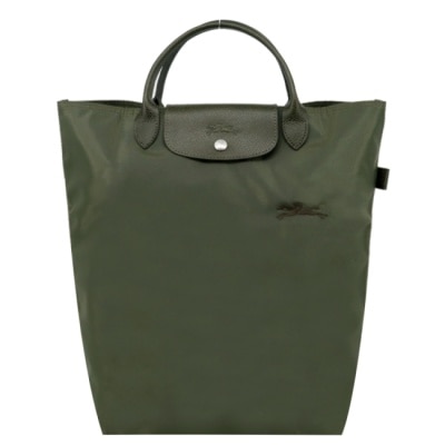 LONGCHAMP LONGCHAMP LE PLIAGE GREEN系列刺繡手提包(中/森林綠)10168-919-479