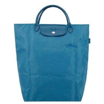 LONGCHAMP LONGCHAMP LE PLIAGE GREEN系列刺繡手提包(中/孔雀藍)10168-919-P89