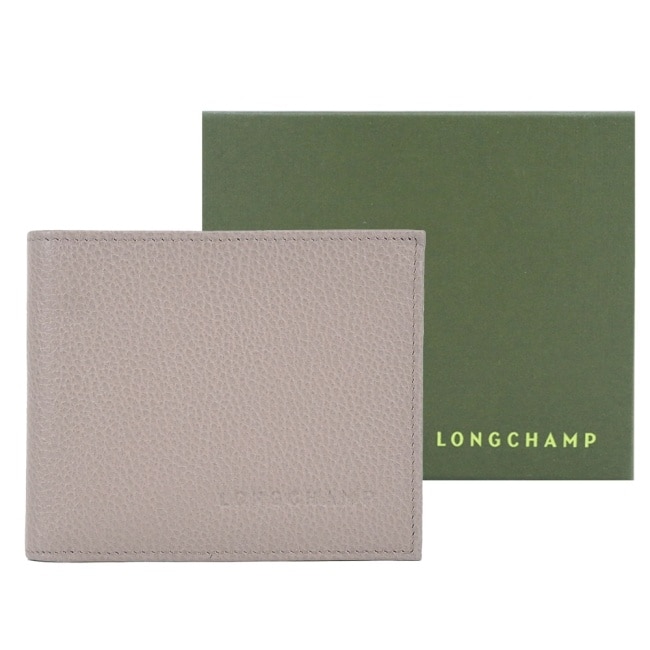 LONGCHAMP LE FOULONNE系列牛皮雙折短夾(斑鳩灰)3508-021-F78