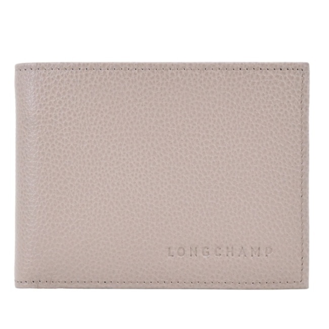 LONGCHAMP LE FOULONNE系列牛皮零錢袋多卡短夾(斑鳩灰) 4249-021-F78