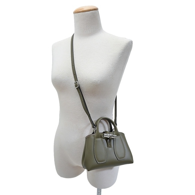 LONGCHAMP LE ROSEAU系列竹節兩用包(迷你/卡其綠)10057-HCL-A23