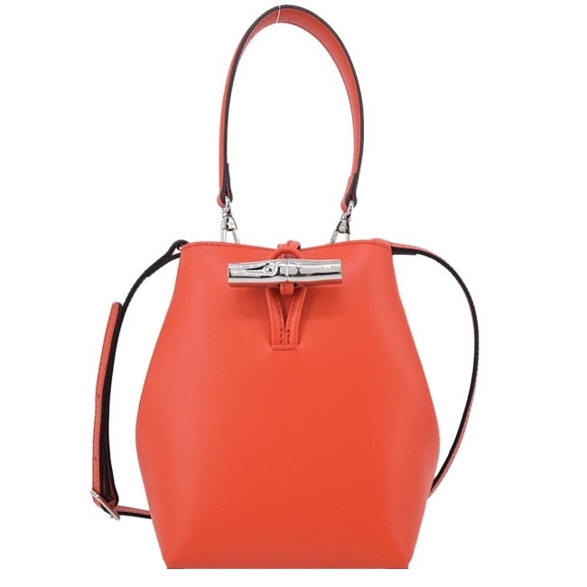 LONGCHAMP LE ROSEAU系列竹節兩用水桶包(迷你/紅椒)10229-HCL-685