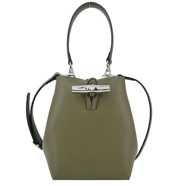 LONGCHAMP LE ROSEAU系列竹節兩用水桶包(迷你/卡其綠)10229-HCL-A23