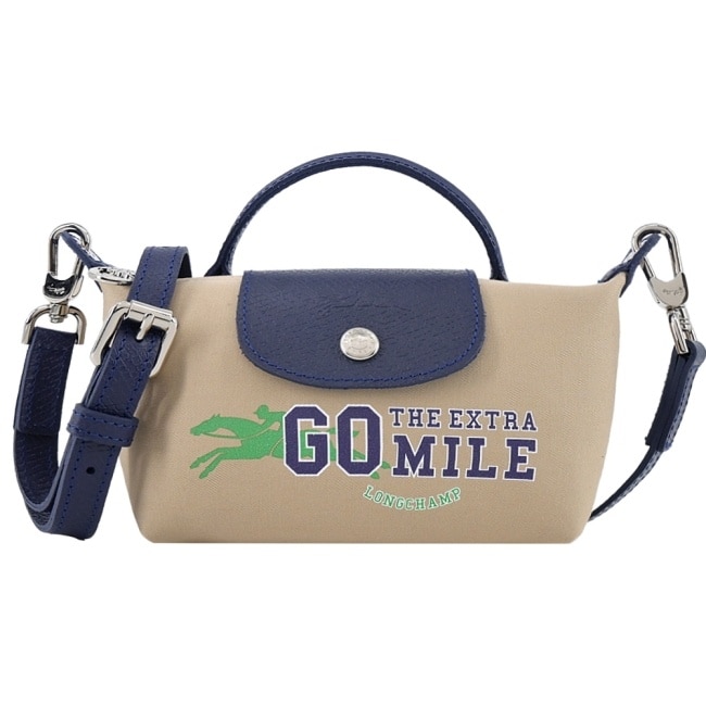 LONGCHAMP LE PLIAGE系列奔馬棉質防水斜紋布兩用包(迷你/米)34205-HFG-005