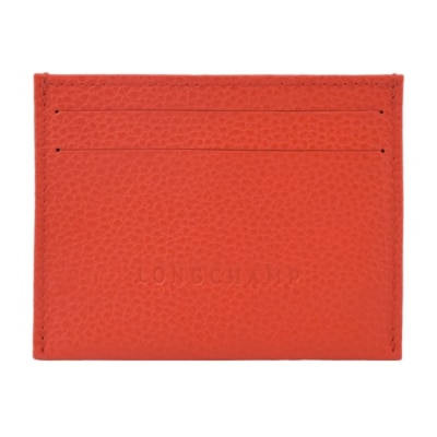 LONGCHAMP LONGCHAMP LE FOULONNE系列壓紋牛皮名片夾(紅椒)3218-021-685