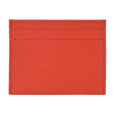 LONGCHAMP LONGCHAMP LE FOULONNE系列壓紋牛皮名片夾(紅椒)3218-021-685