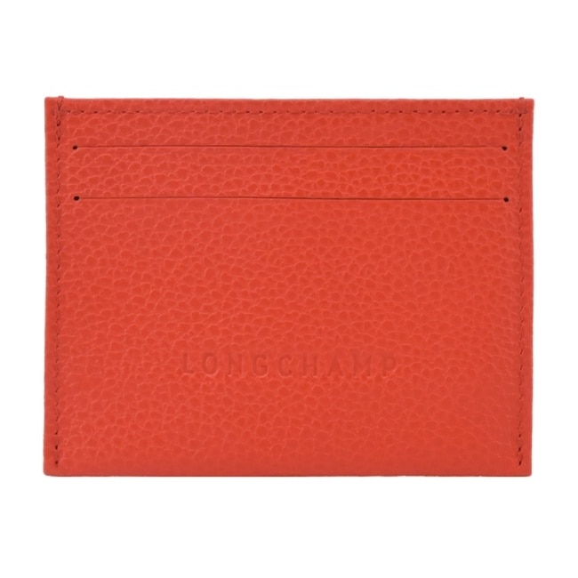 LONGCHAMP LE FOULONNE系列壓紋牛皮名片夾(紅椒)3218-021-685