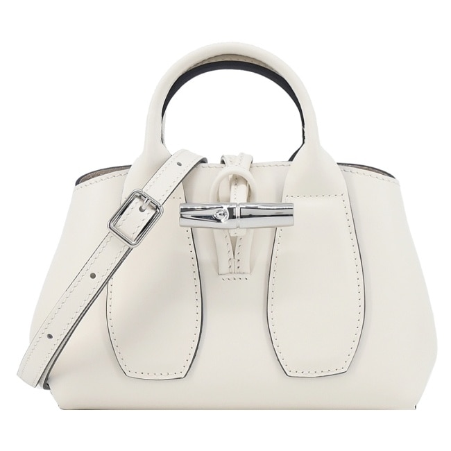 LONGCHAMP LE ROSEAU系列竹節兩用包(迷你/白)10057-HCL-037
