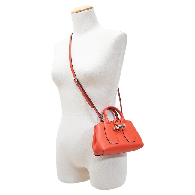 LONGCHAMP LE ROSEAU系列竹節兩用包(迷你/紅椒)10057-HCL-685