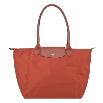 LONGCHAMP LONGCHAMP LE PLIAGE GREEN系列刺繡肩背水餃包(大/栗子紅)1899-919-404