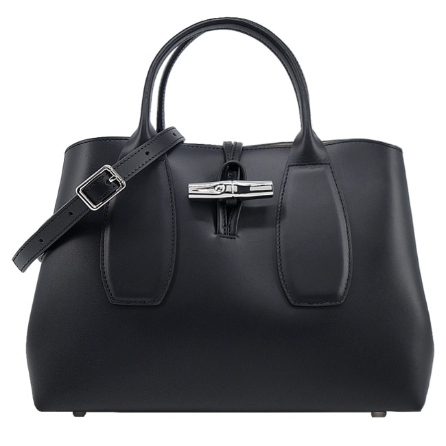 LONGCHAMP LE ROSEAU系列竹節兩用包(中/黑)10058-HCL-001