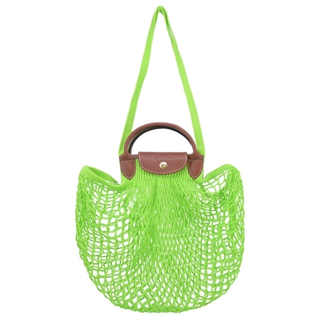 LONGCHAMP LE PLIAGE FILET系列網狀棉質兩用包(大/亮綠)10121-HVH-355
