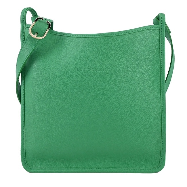 LONGCHAMP LE FOULONNE系列牛皮直式斜背包(大/草綠)10140-021-129
