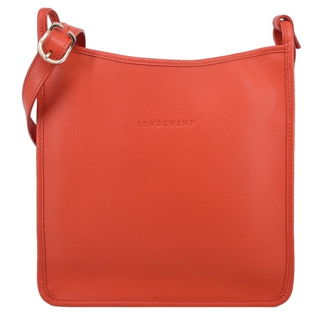 LONGCHAMP LE FOULONNE系列牛皮直式斜背包(大/紅椒)10140-021-685