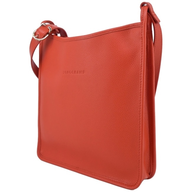 LONGCHAMP LE FOULONNE系列牛皮直式斜背包(大/紅椒)10140-021-685