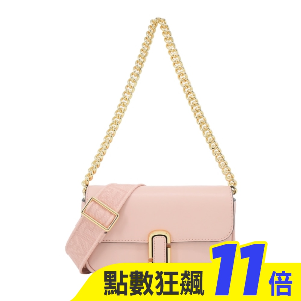 MARC JACOBS THE J MARC 光滑皮革翻蓋鏈帶兩用包-迷你/玫瑰粉2S4HCR089H02624