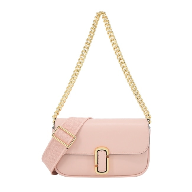 MARC JACOBS THE J MARC 光滑皮革翻蓋鏈帶兩用包-迷你/玫瑰粉2S4HCR089H02624
