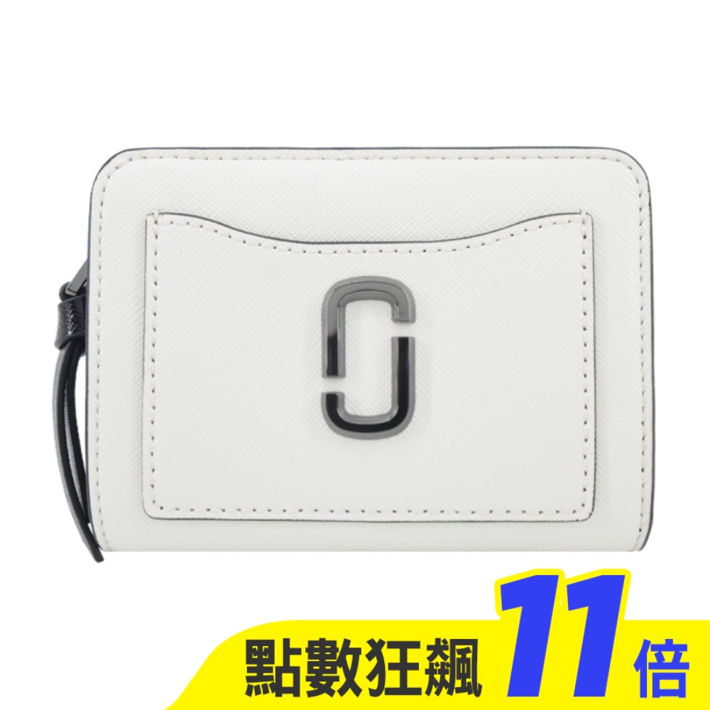 MARC JACOBS THE SNAPSHOT 防刮撞色對開拉鍊短夾-白2F3SMP062S07005