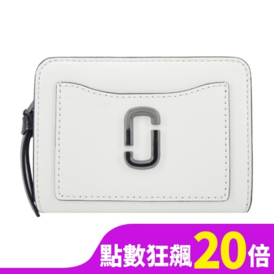 MARCJACOBS MARC JACOBS THE SNAPSHOT 防刮撞色對開拉鍊短夾-白2F3SMP062S07005