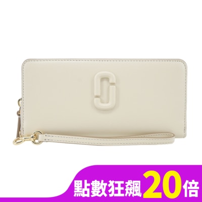 MARCJACOBS MARC JACOBS THE J MARC 平滑皮革拉鍊手掛式長夾-米白2P4SMP013S02123