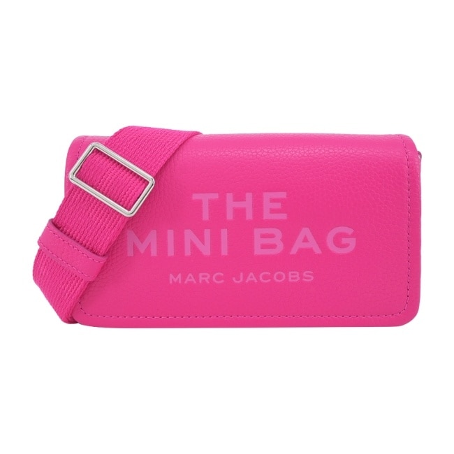 MARC JACOBS THE LEATHER 荔枝紋翻蓋斜背包-迷你/桃紅色2S4SMN080S02665