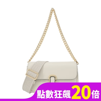 MARCJACOBS MARC JACOBS THE J MARC 光滑皮革翻蓋鏈帶兩用包-迷你/米白2S4HCR089H02123