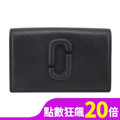 MARCJACOBS MARC JACOBS THE J MARC牛皮翻蓋三折短夾-黑2S4SMP009S02001