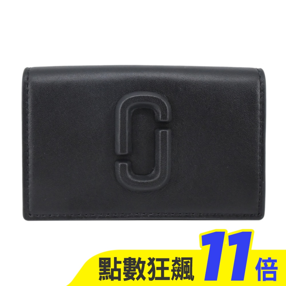 MARC JACOBS THE J MARC牛皮翻蓋三折短夾-黑2S4SMP009S02001