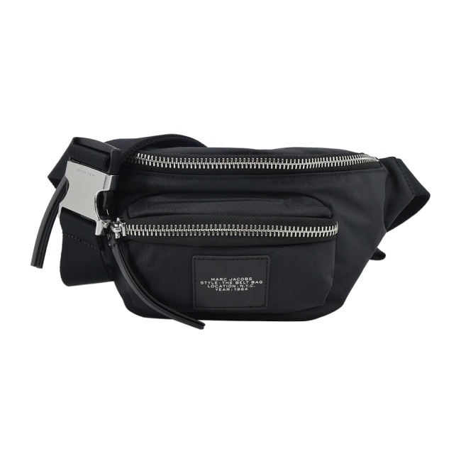 MARC JACOBS THE BIKER 拉鍊前口袋尼龍腰包-黑2F3HBB030H02001