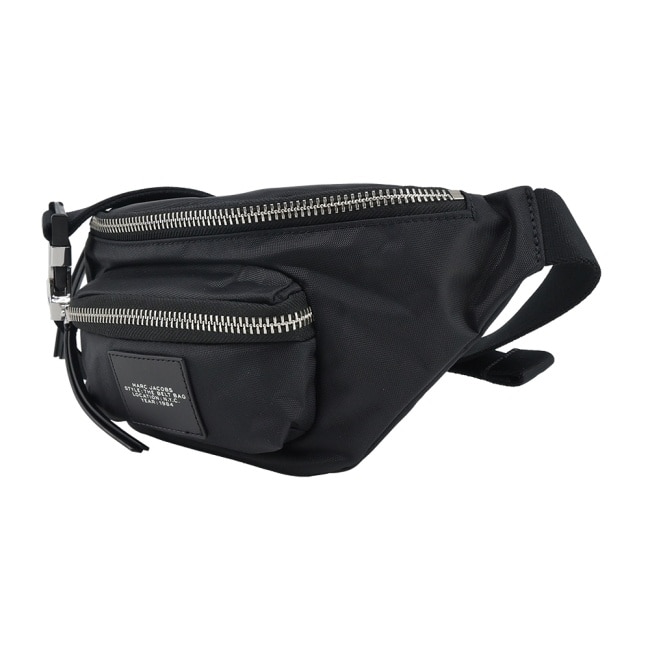 MARC JACOBS THE BIKER 拉鍊前口袋尼龍腰包-黑2F3HBB030H02001