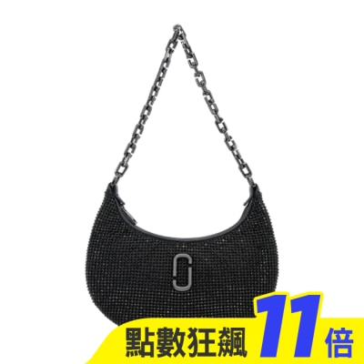 MARC JACOBS MARC JACOBS THE RHINESTONE 拉鍊水鑽鍊帶肩背包-黑色2R3HSH056H01001