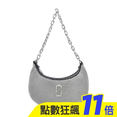 MARC JACOBS MARC JACOBS THE RHINESTONE 拉鍊水鑽鍊帶肩背包-銀色2R3HSH056H01991