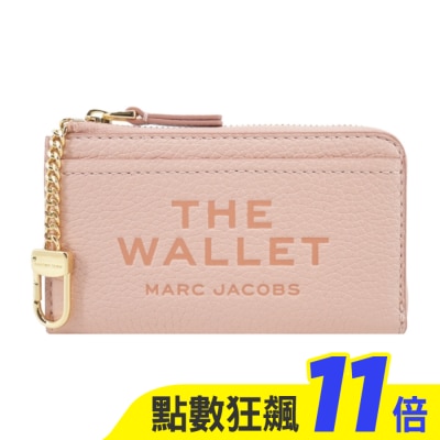 MARC JACOBS MARC JACOBS THE LEATHER荔枝紋拉鍊卡片/零錢包-玫瑰粉2S4SMP010S02624