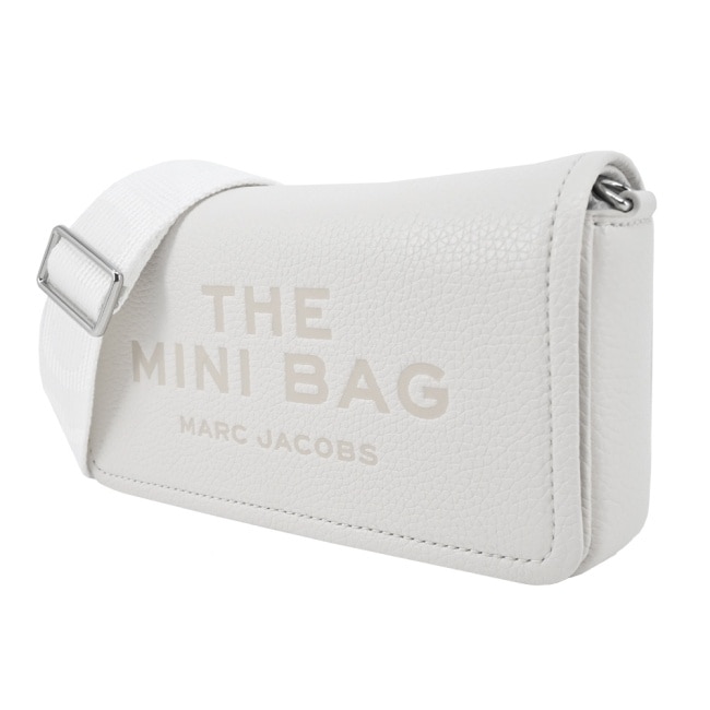 MARC JACOBS THE LEATHER 荔枝紋翻蓋斜背包-迷你/白2S4SMN080S02137