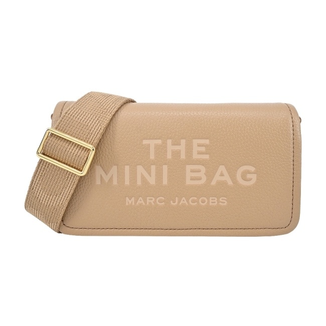 MARC JACOBS THE LEATHER 荔枝紋翻蓋斜背包-迷你/駝2S4SMN080S02230
