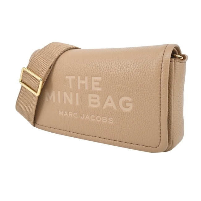 MARC JACOBS THE LEATHER 荔枝紋翻蓋斜背包-迷你/駝2S4SMN080S02230