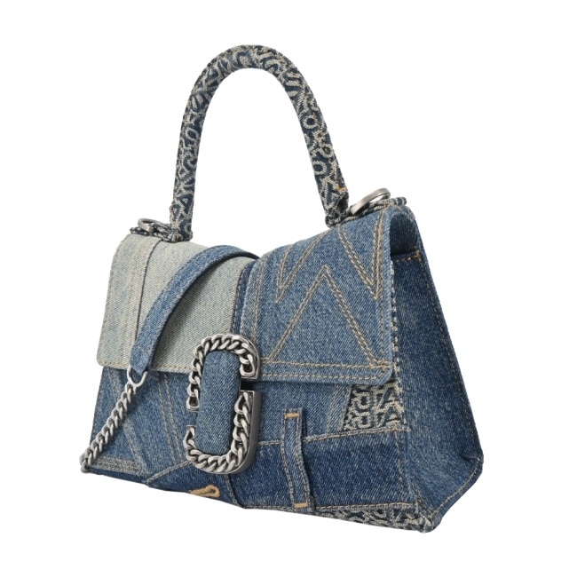 MARC JACOBS ST MARC 牛仔拼接手提/斜背鍊條包-藍2S4HSC020H03404