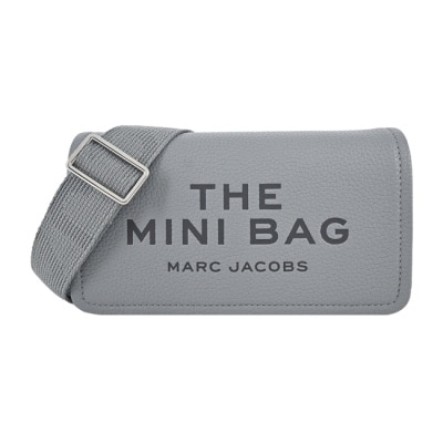 MARCJACOBS MARC JACOBS THE LEATHER 荔枝紋翻蓋斜背包-迷你/灰2S4SMN080S02050