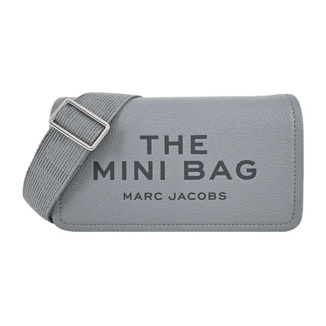 MARC JACOBS THE LEATHER 荔枝紋翻蓋斜背包-迷你/灰2S4SMN080S02050