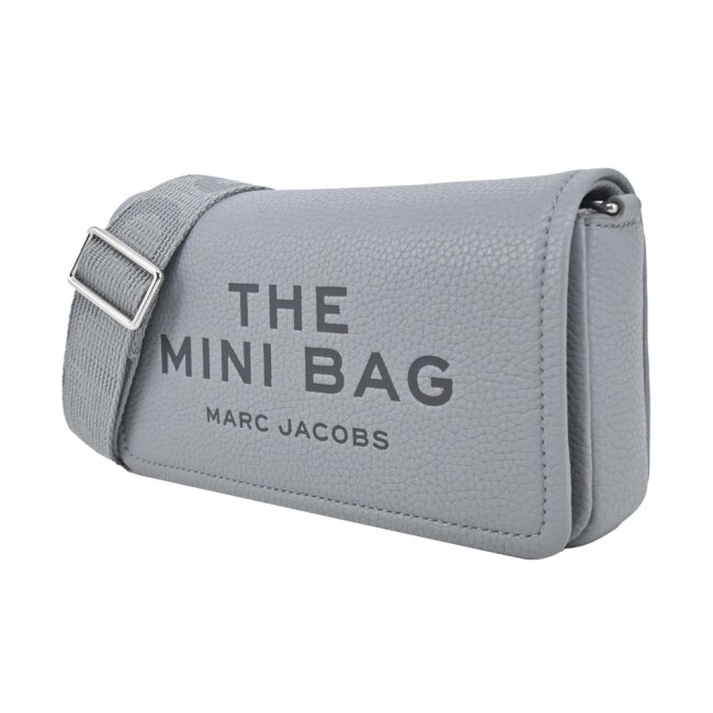 MARC JACOBS THE LEATHER 荔枝紋翻蓋斜背包-迷你/灰2S4SMN080S02050